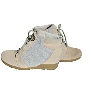 Womens Sorel Evie Lace Up Ceramic Natural Tan Waterproof Wedge Boots Sz 12